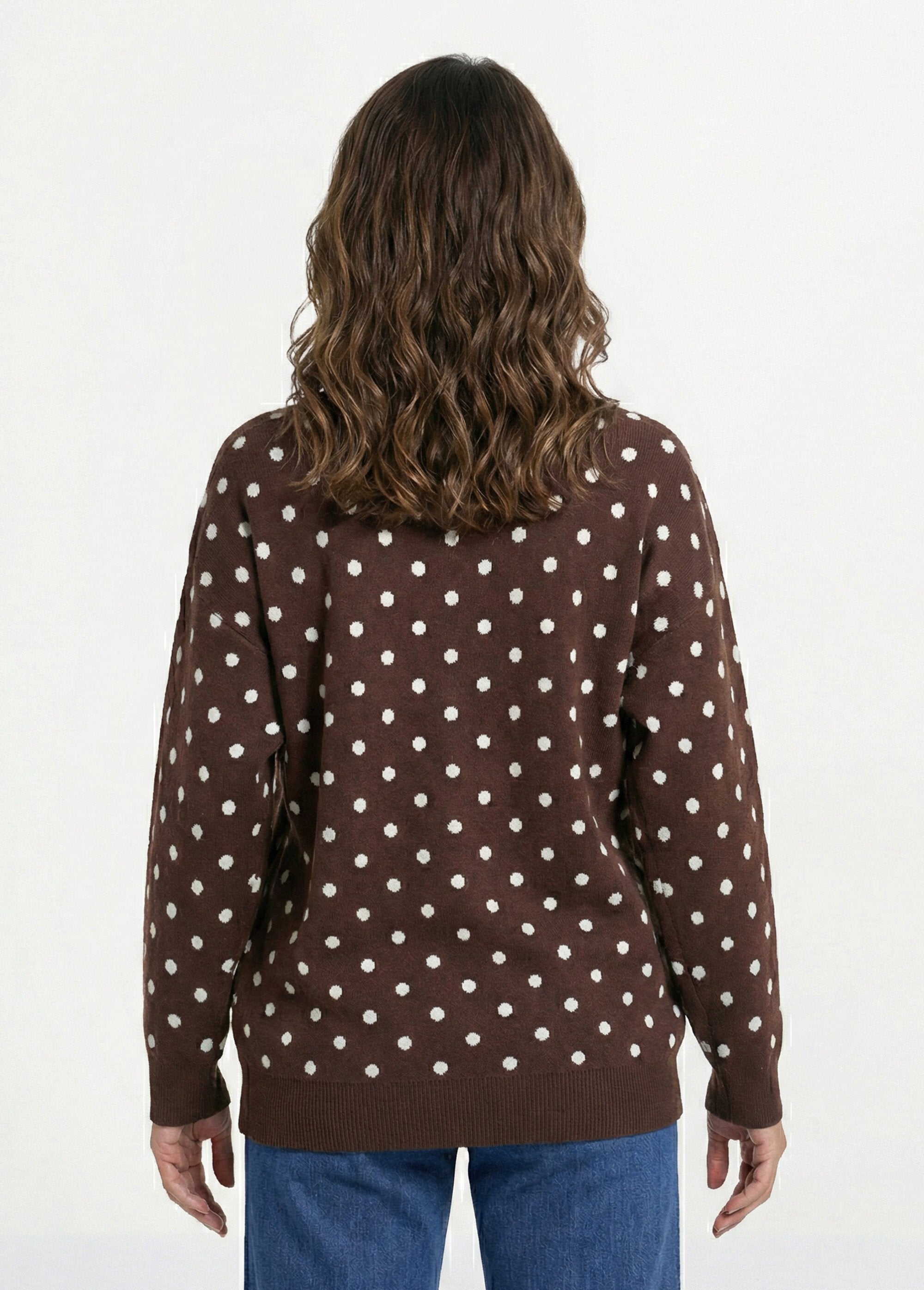 Round_neck_polka_dot_sweater,_jacquard_knit_Chocolate_DO1_slim