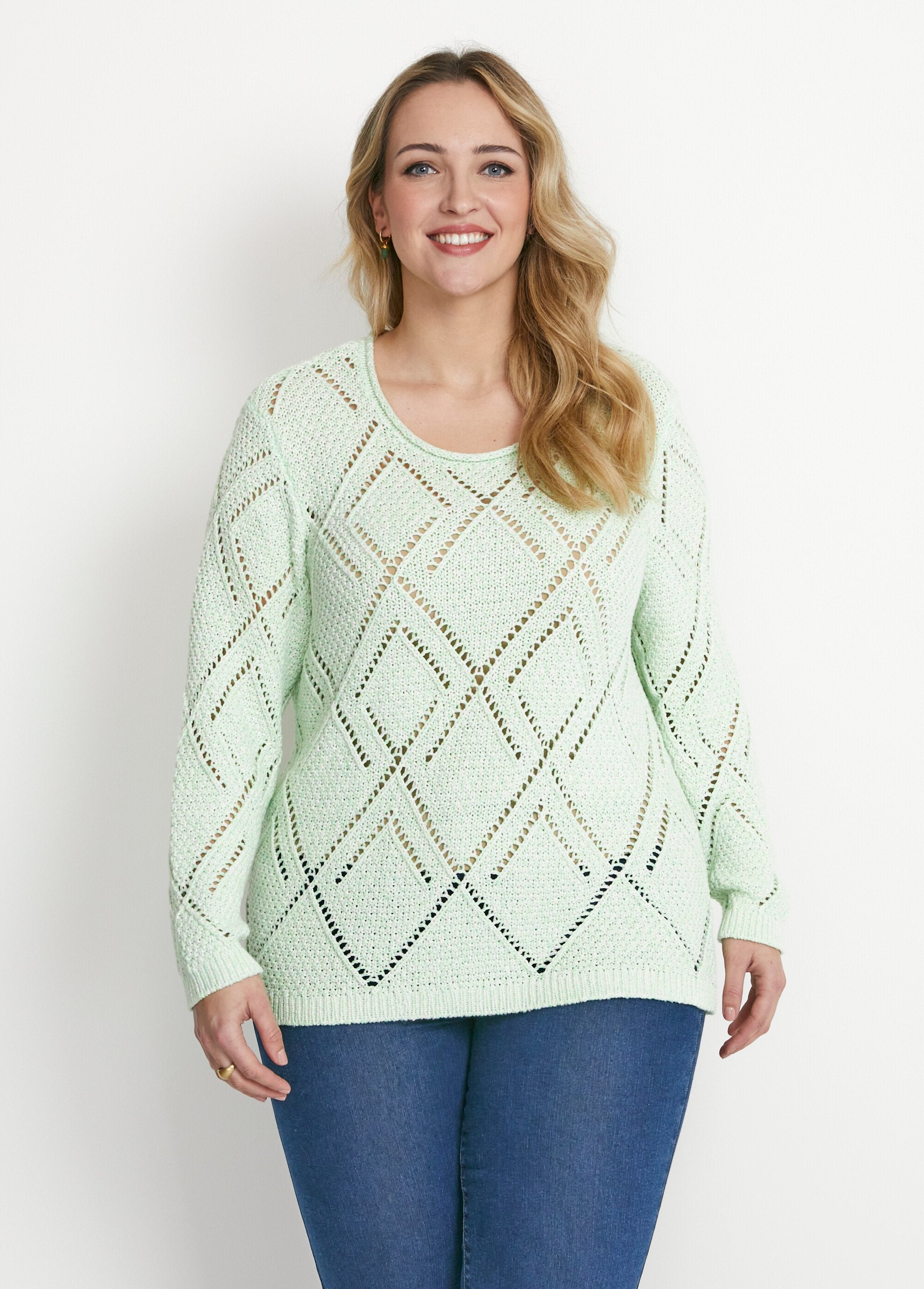 Openwork_stranded_knit_sweater_Green_FA1_curvy