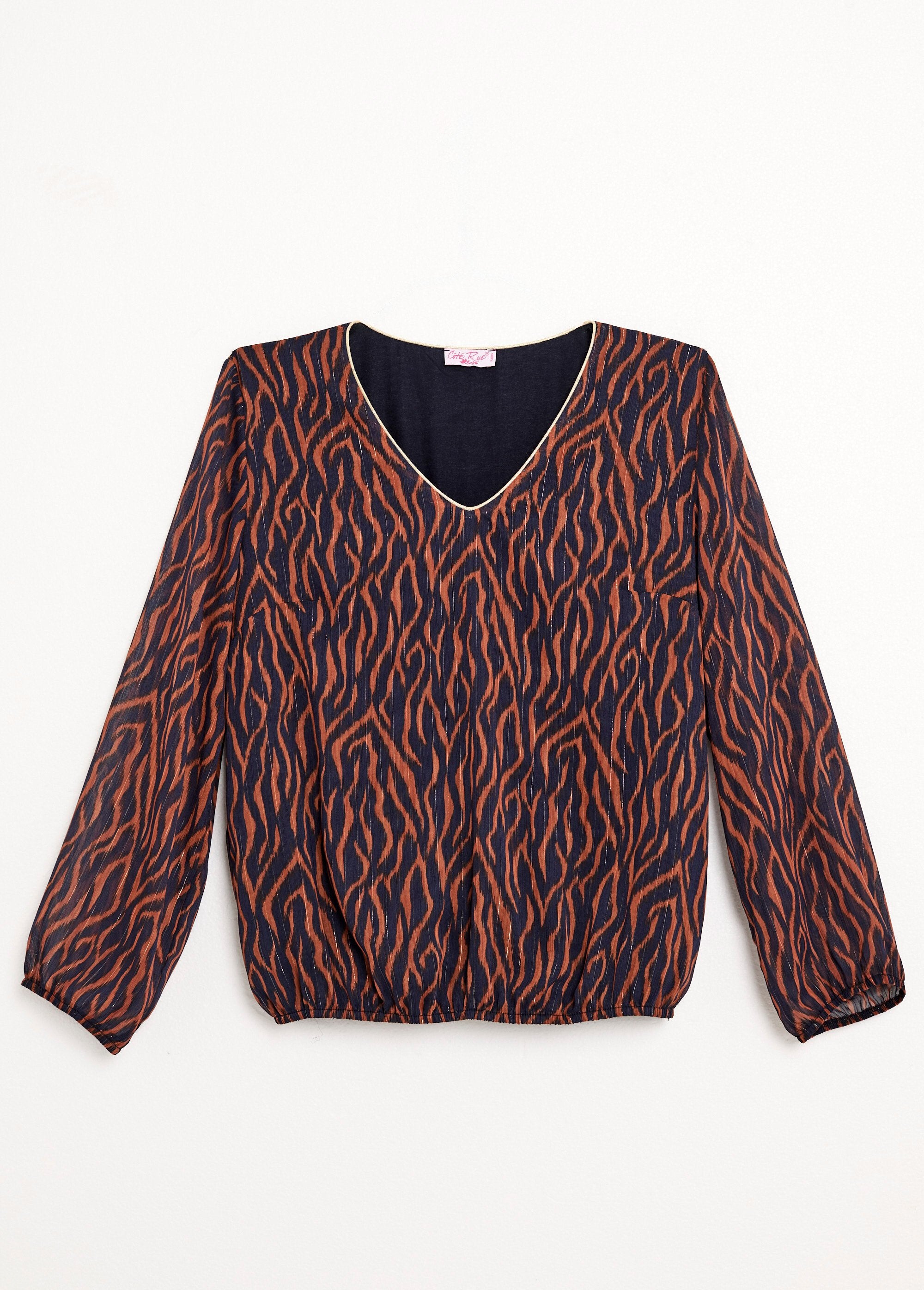 V-neck_tunic_with_printed_voile_lining_Navy_print_AP1_slim