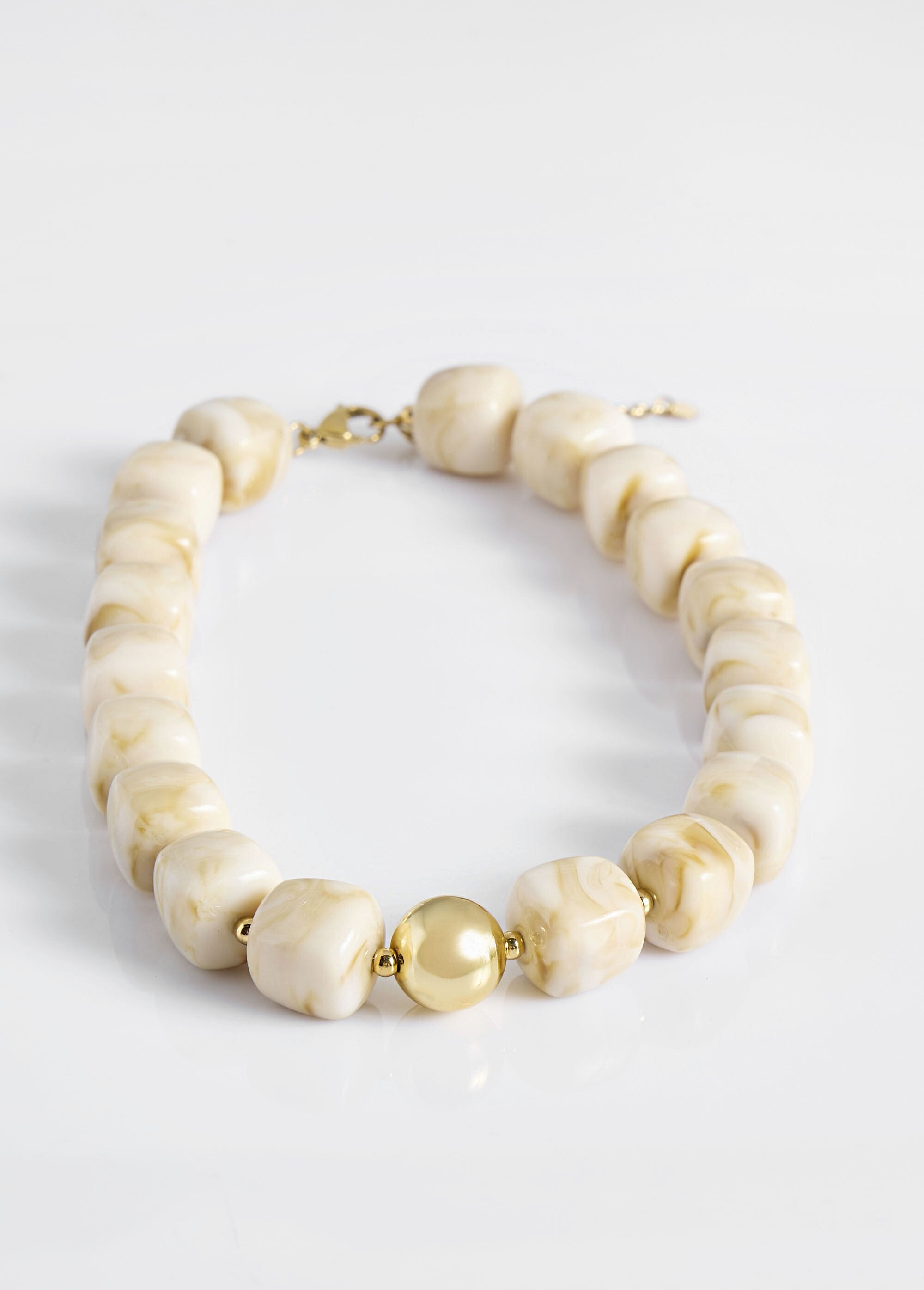 Resin_and_stainless_steel_bead_necklace_Beige_DE1_slim