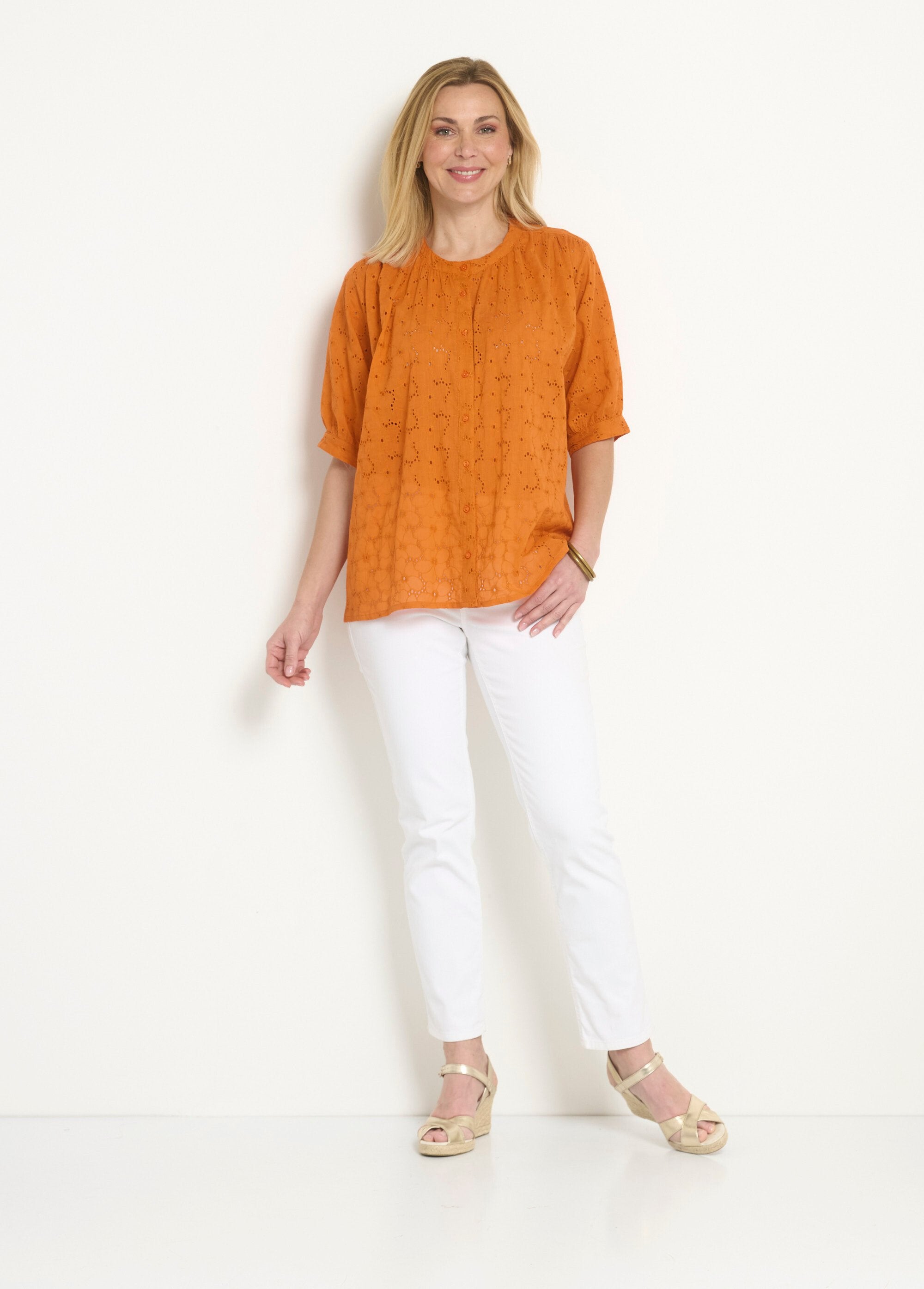 Short-sleeved_blouse_with_English_embroidery_Orange_SF1_slim