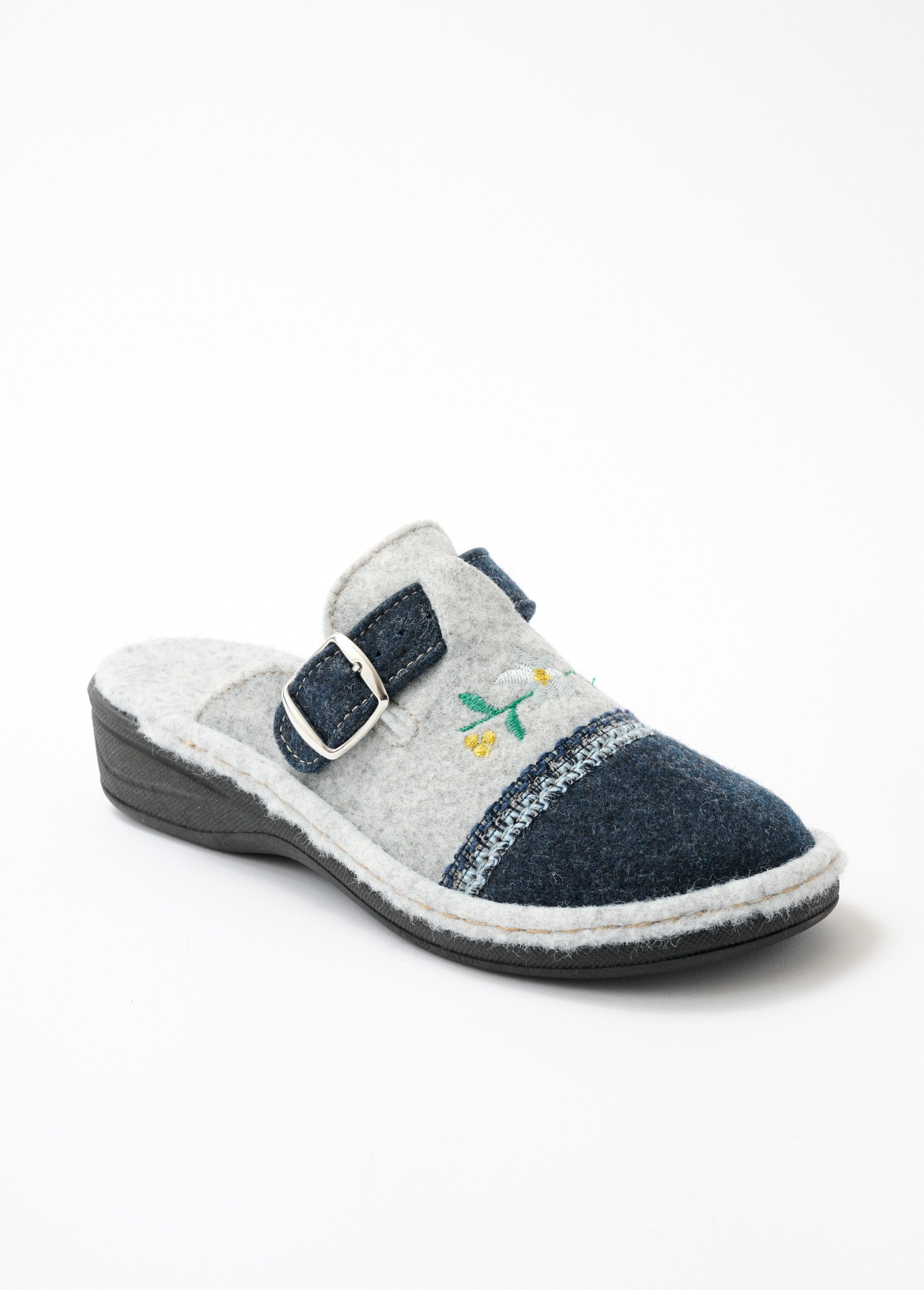 Comfort_width_embroidered_clog_mule_slipper_Gray_and_navy_FA1_slim