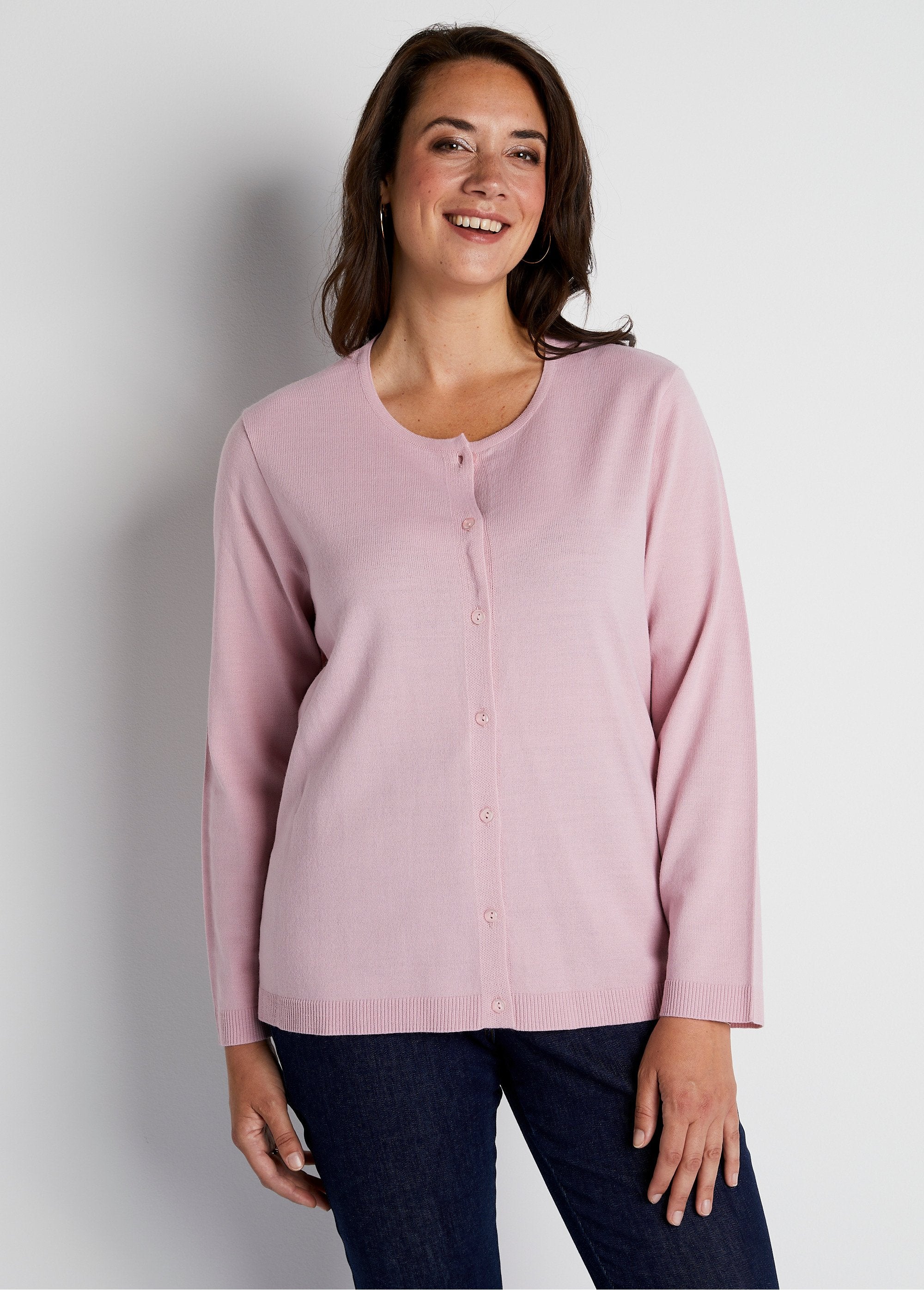 Plain_short_buttoned_cardigan_vest_Pink_FA1_curvy