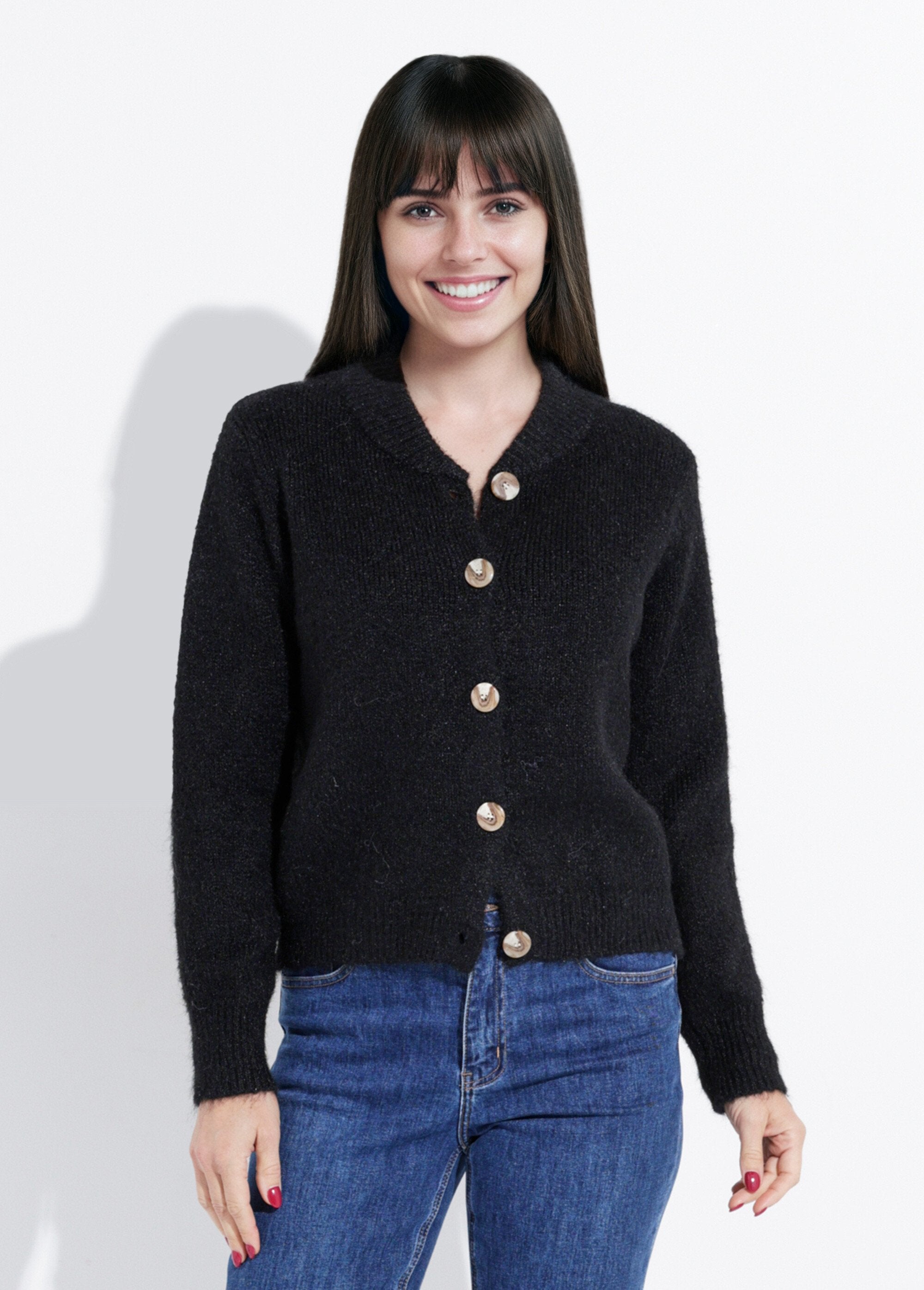 Gilet_en_maille_col_rond_fantaisie_Noir_FA1_slim