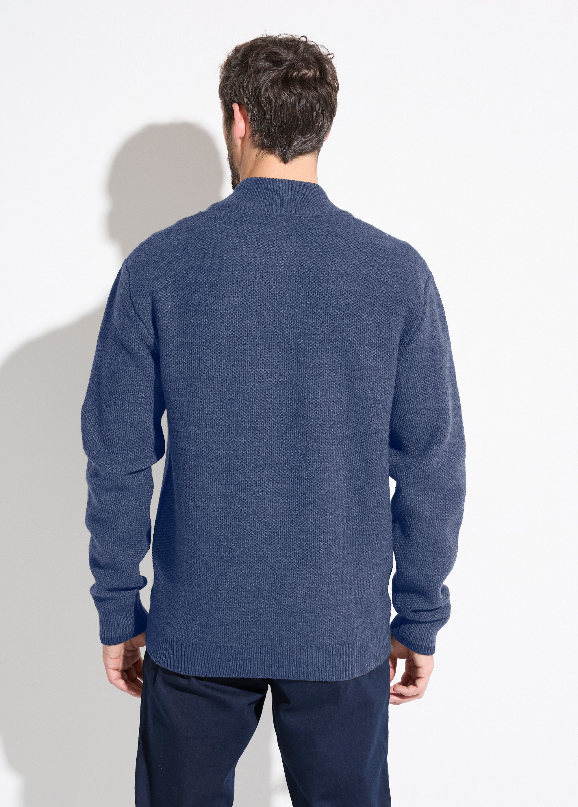Zipped_cardigan_with_high_collar_in_heathered_wool_knit_Blue_DO1_slim
