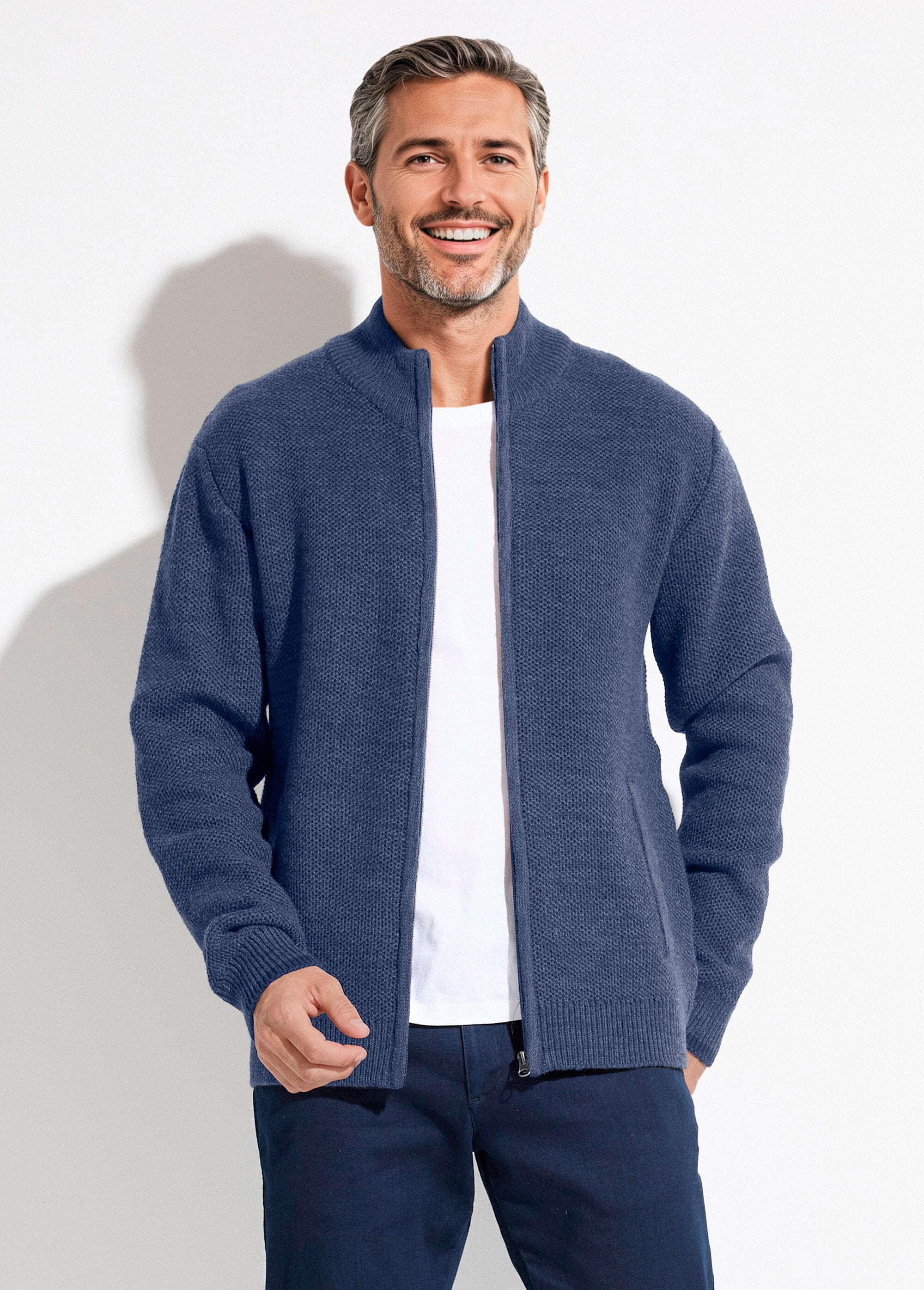 Zipped_cardigan_with_high_collar_in_heathered_wool_knit_Blue_FA1_slim