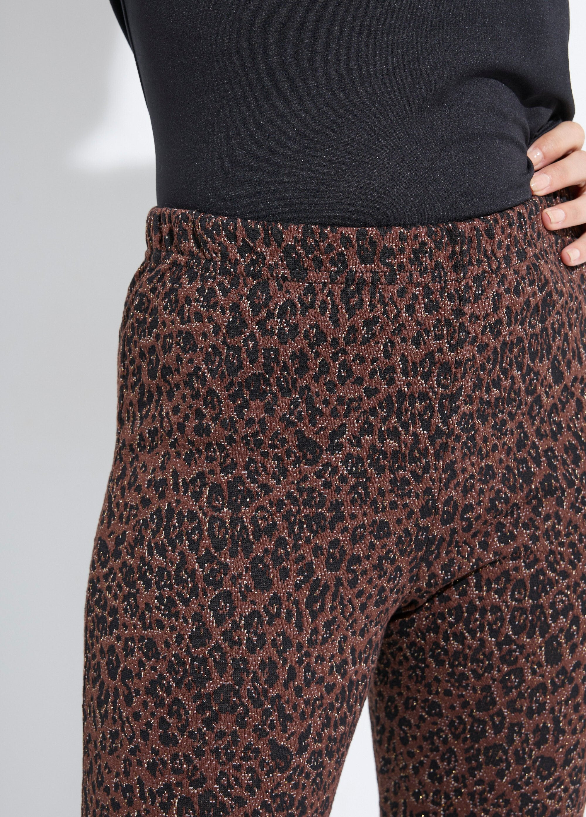 Legging_jacquard_peau_de_bête_taille_élastiquée_Marron_et_noir_DE1_slim