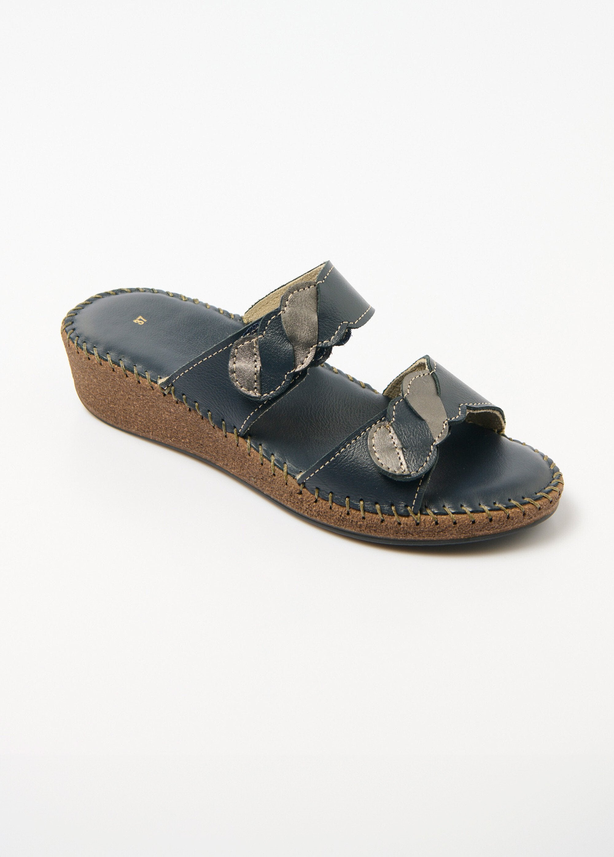 Leather_wedge_velcro_mules,_comfort_width_Marine_FA1_slim