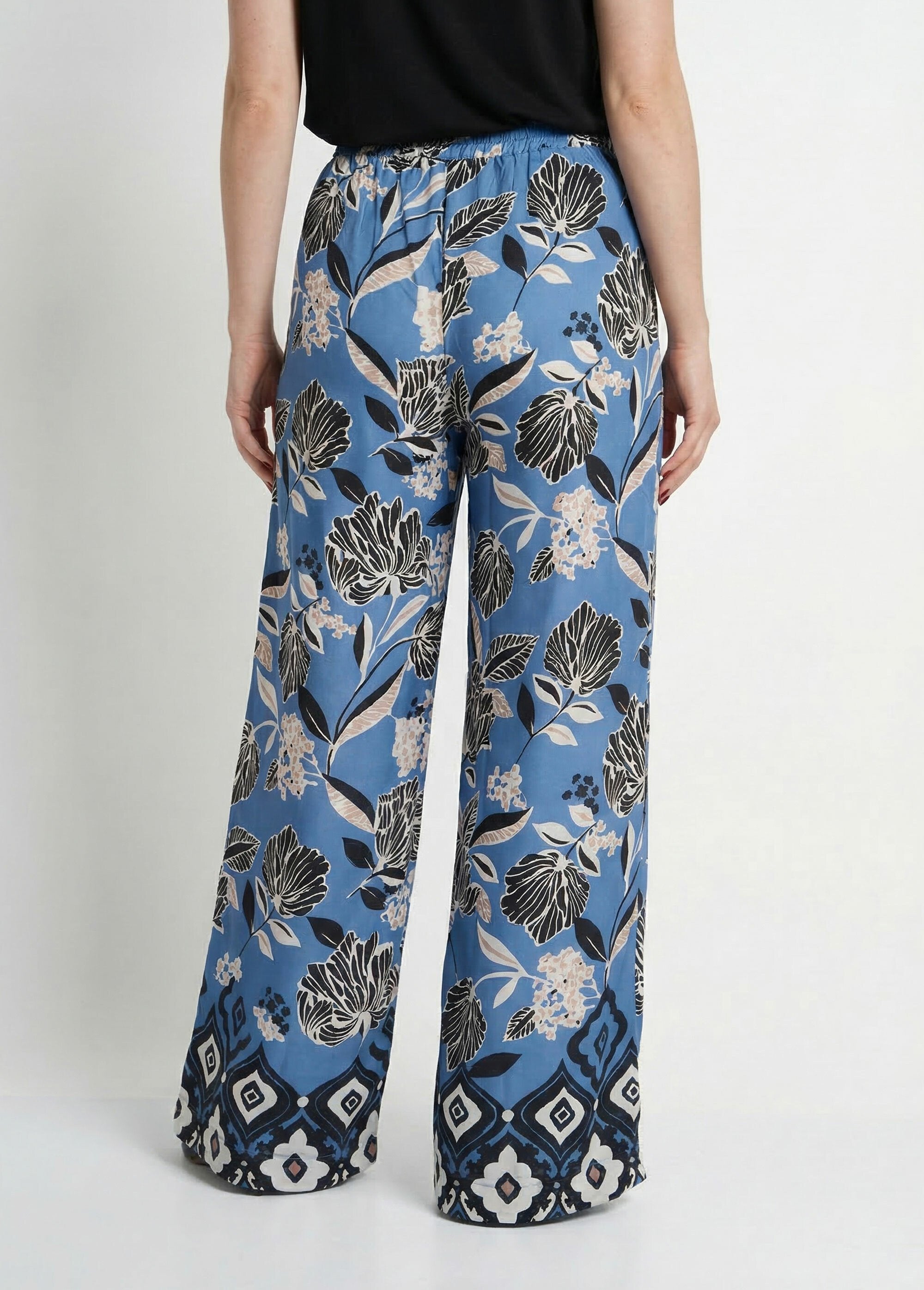 Pantalon_satiné,_motif_fleurs_d'Orient_Bleu_imprime_DO1_slim
