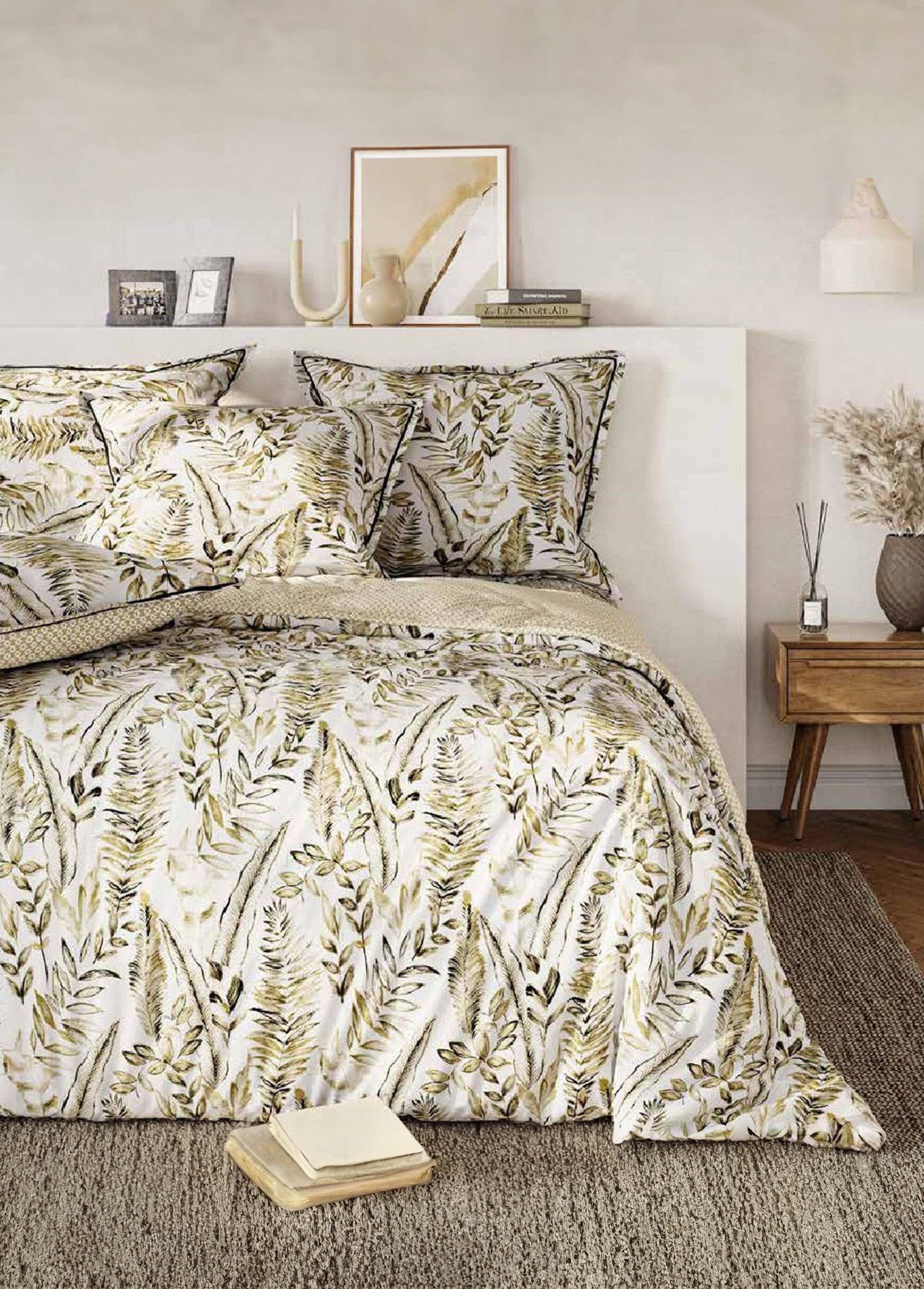 Parure_4_pièces_avec_drap_plat,_feuillages_Imprime_beige_FA1_slim