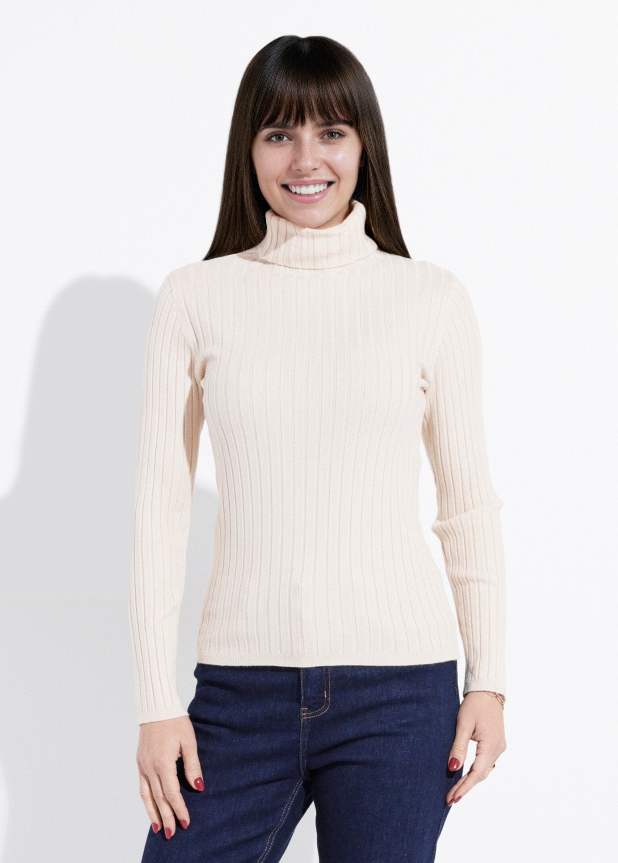 Pull_col_roulé_fin,_mailles_plates_Beige_FA1_slim