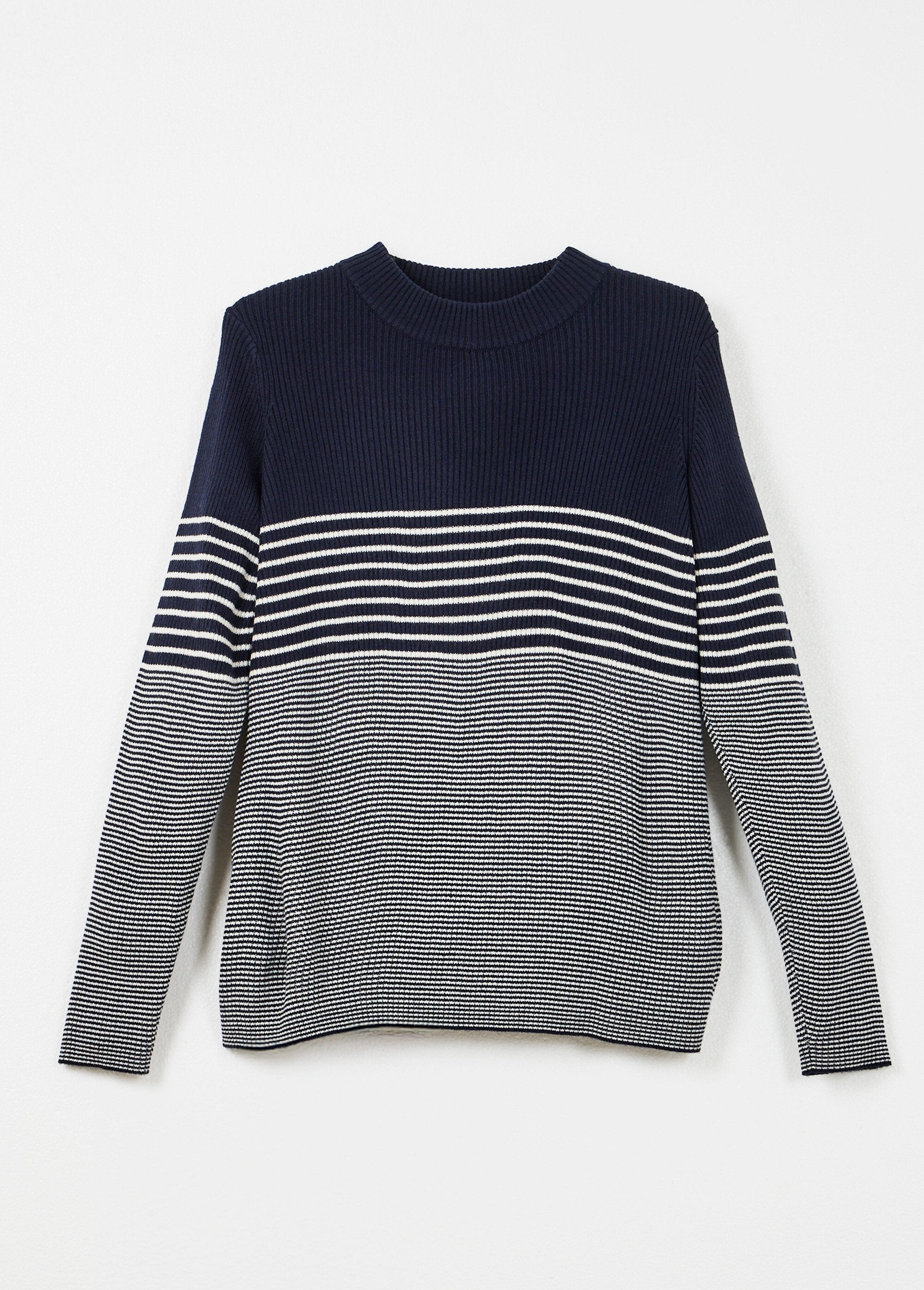 Pull_court_col_montant_maille_côtelée_Marine_et_ecru_AP1_slim