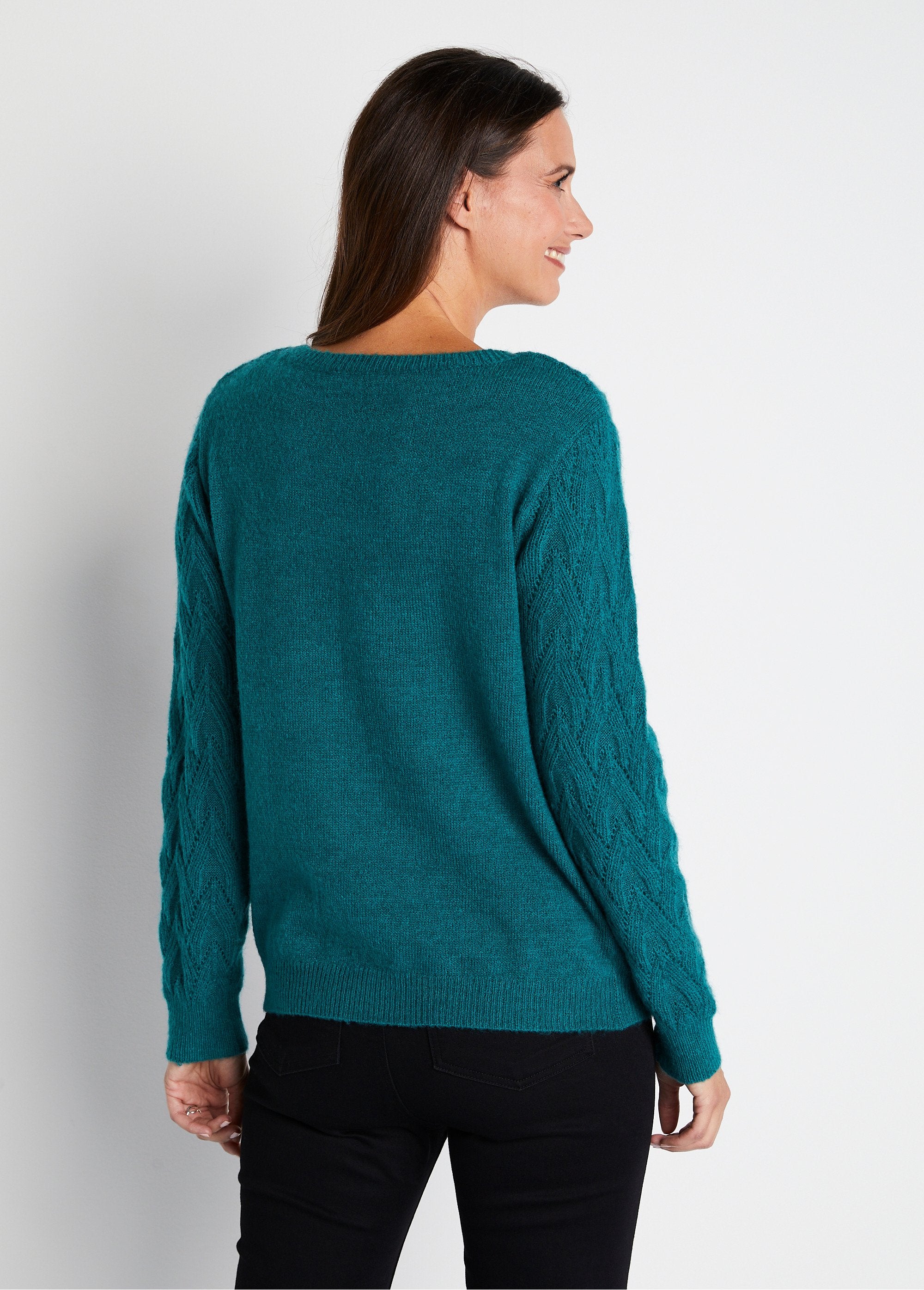 Soft_plain_round_neck_fancy_knit_sweater_Green_DO1_slim