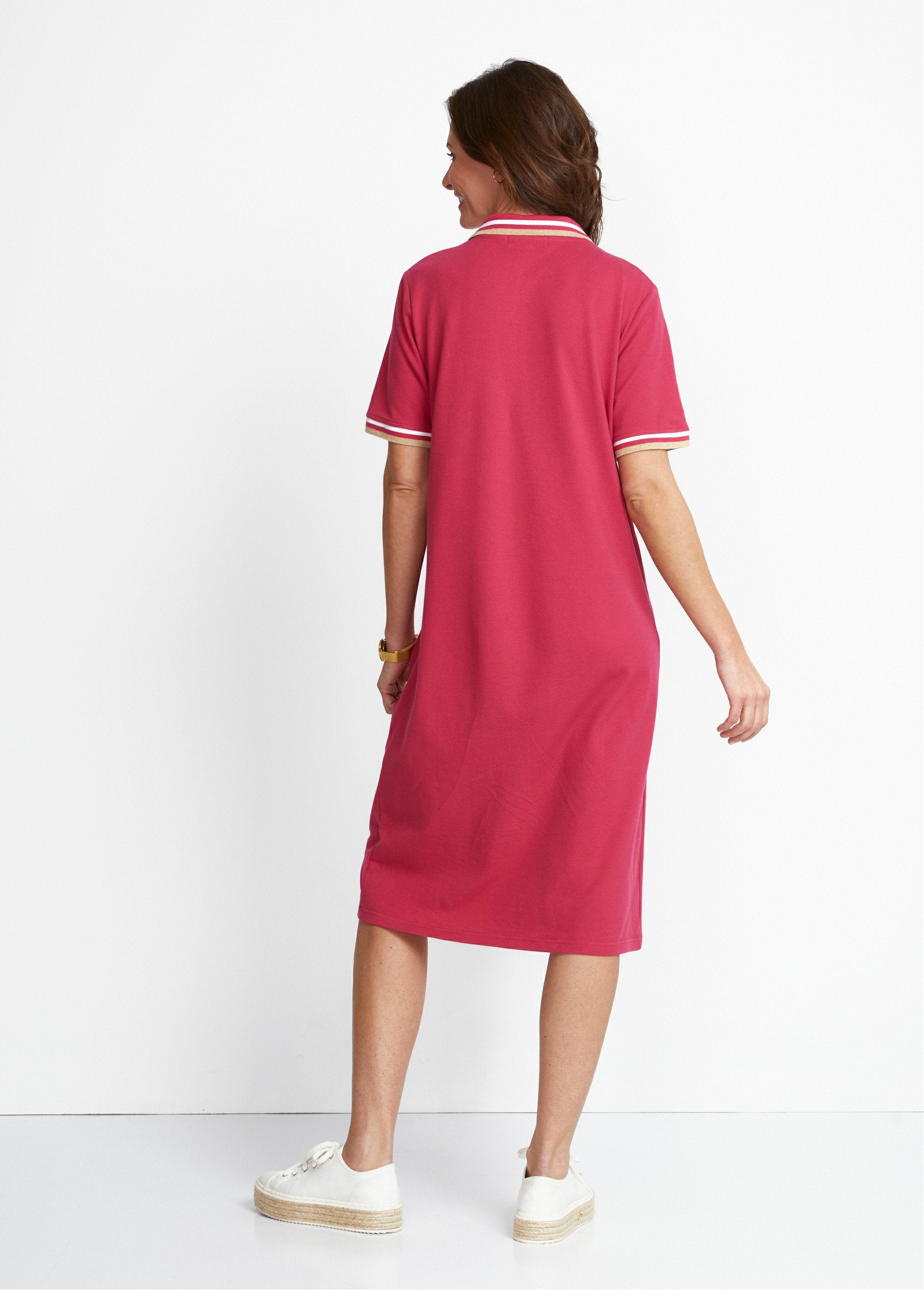 Pique_knit_polo_neck_dress_Fuchsia_DO1_slim