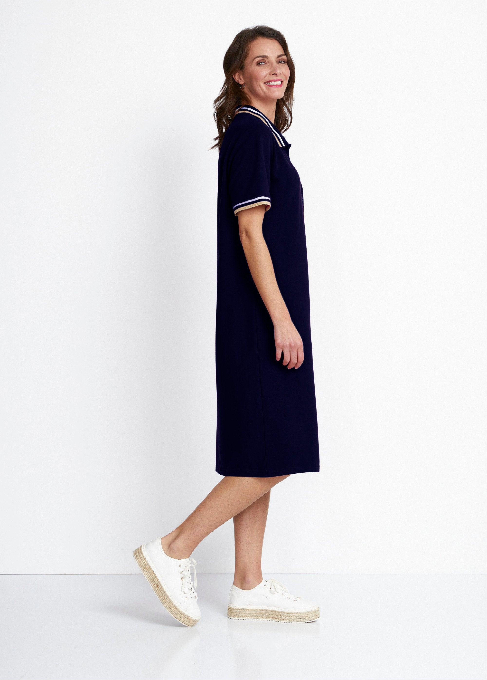 Pique_knit_polo_neck_dress_Marine_DR1_slim