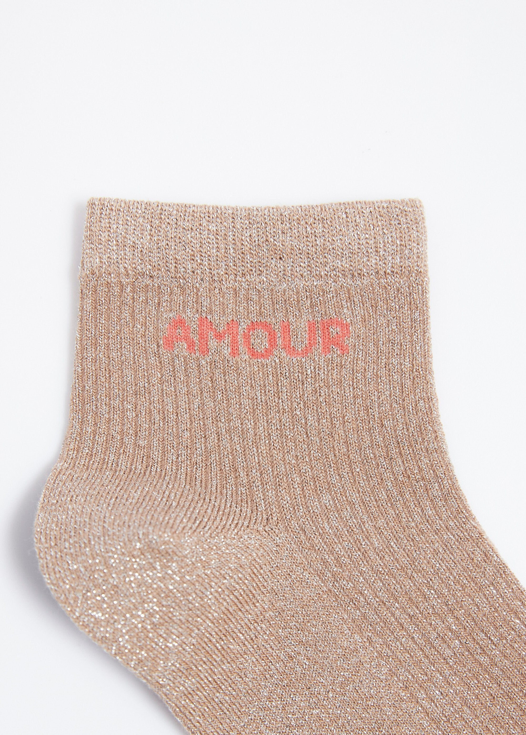 Metallic_thread_socks,_LOVE_message_Dark_beige_DE2_slim