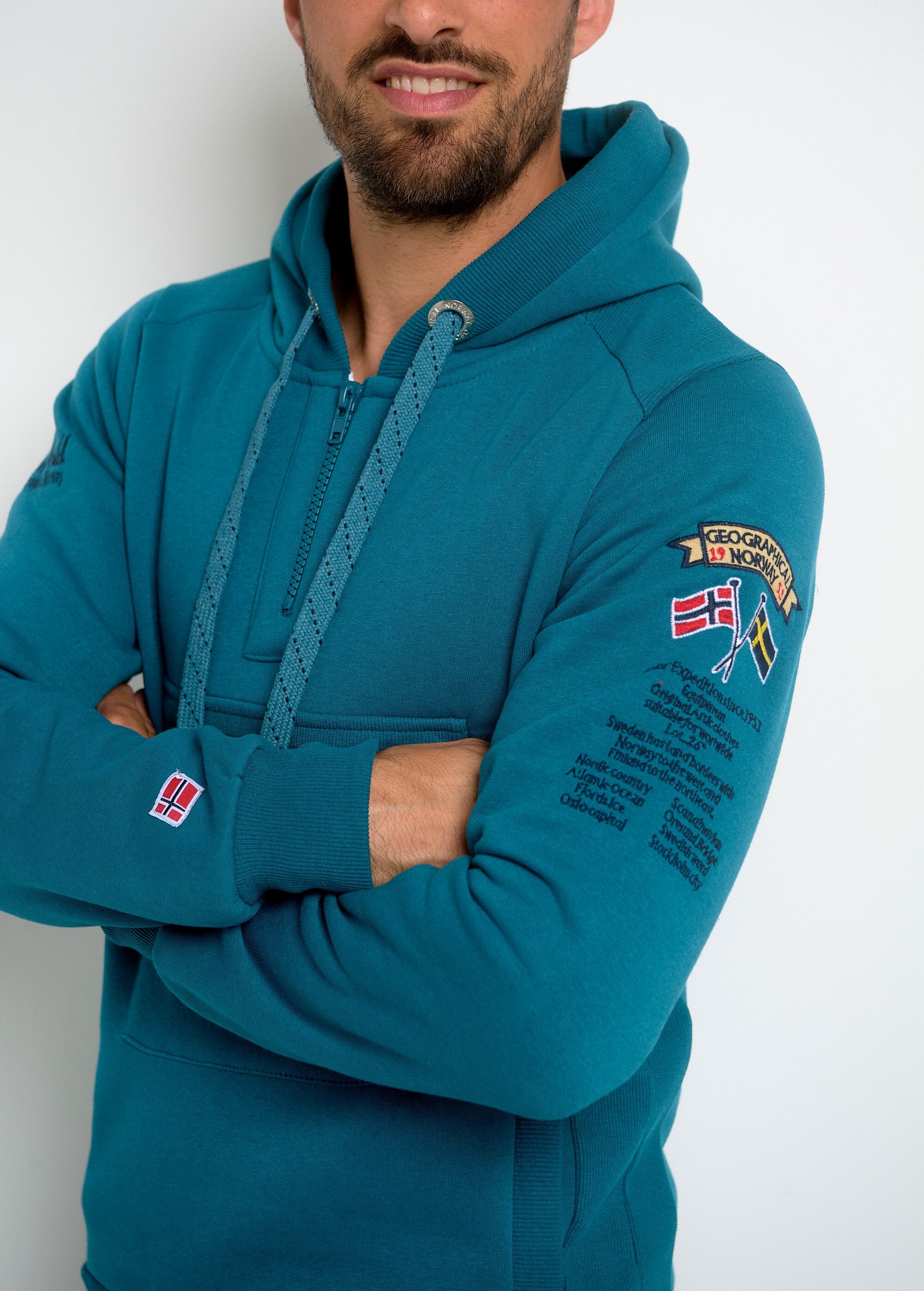 Long_sleeve_half_zip_hoodie_Petrol_blue_GA1_slim