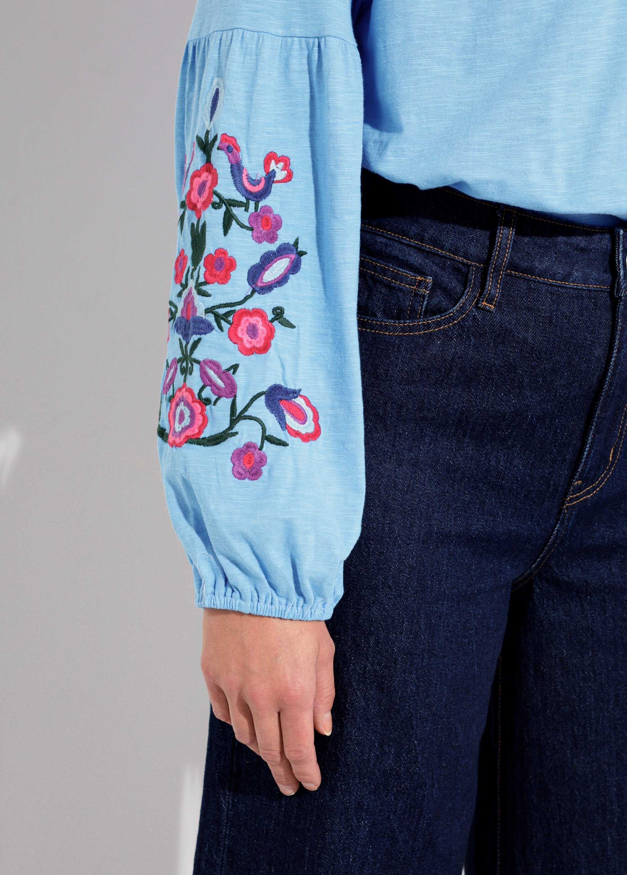 T-shirt_long_brodé_manches_longues_Bleu_jean_DE2_slim