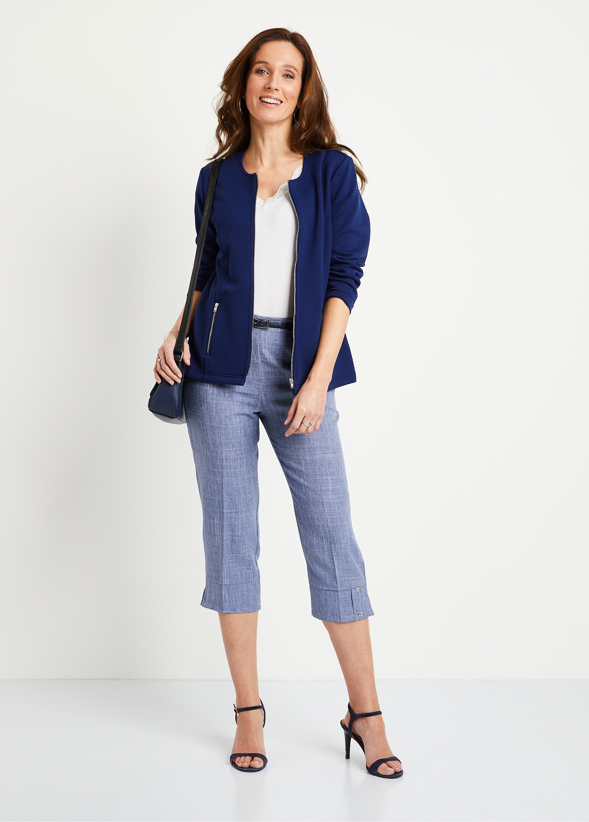 Collarless_fitted_jacket_Marine_SF1_slim