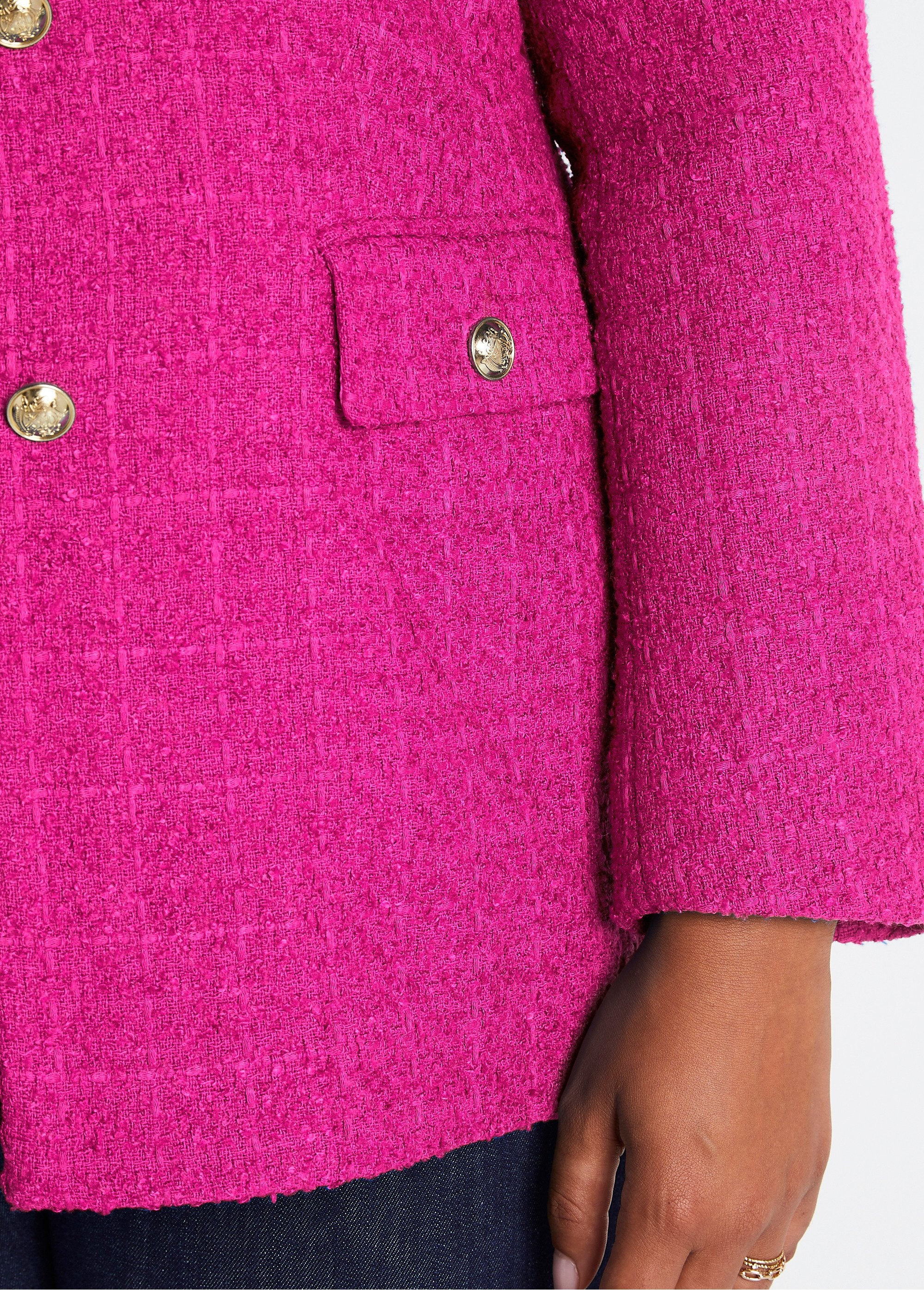 Straight_buttoned_jacket_in_basket_weave_fabric_with_tailored_collar_Fuchsia_DE2_slim