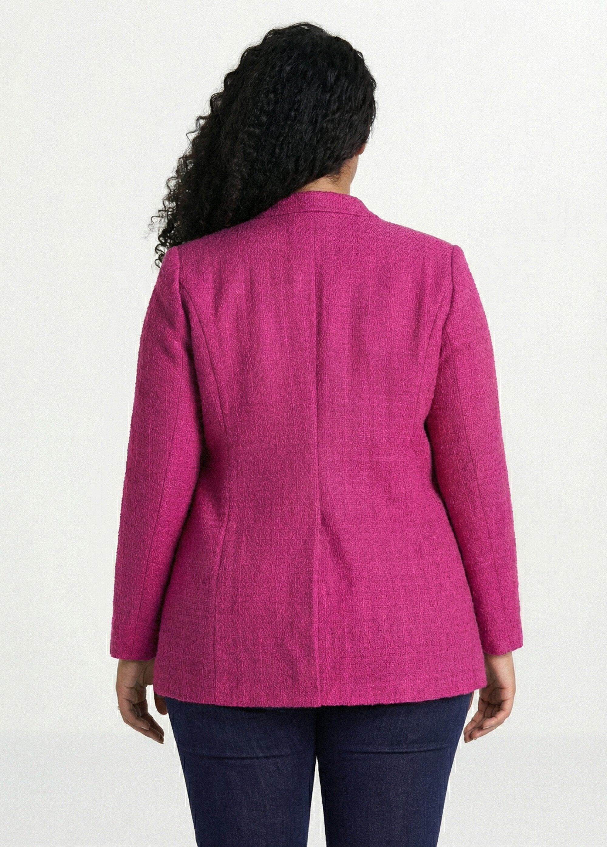 Straight_buttoned_jacket_in_basket_weave_fabric_with_tailored_collar_Fuchsia_DO1_curvy