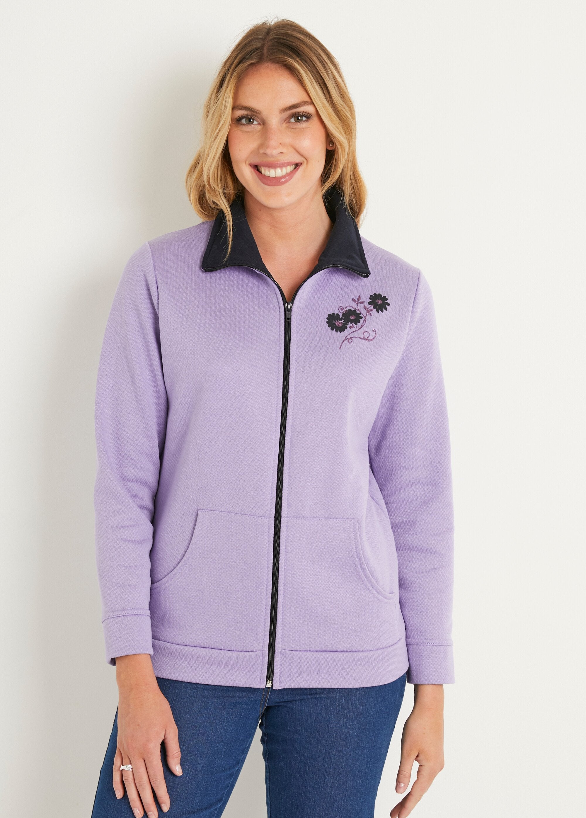 Embroidered_zipped_fleece_jacket_Lilac_and_navy_FA1_slim